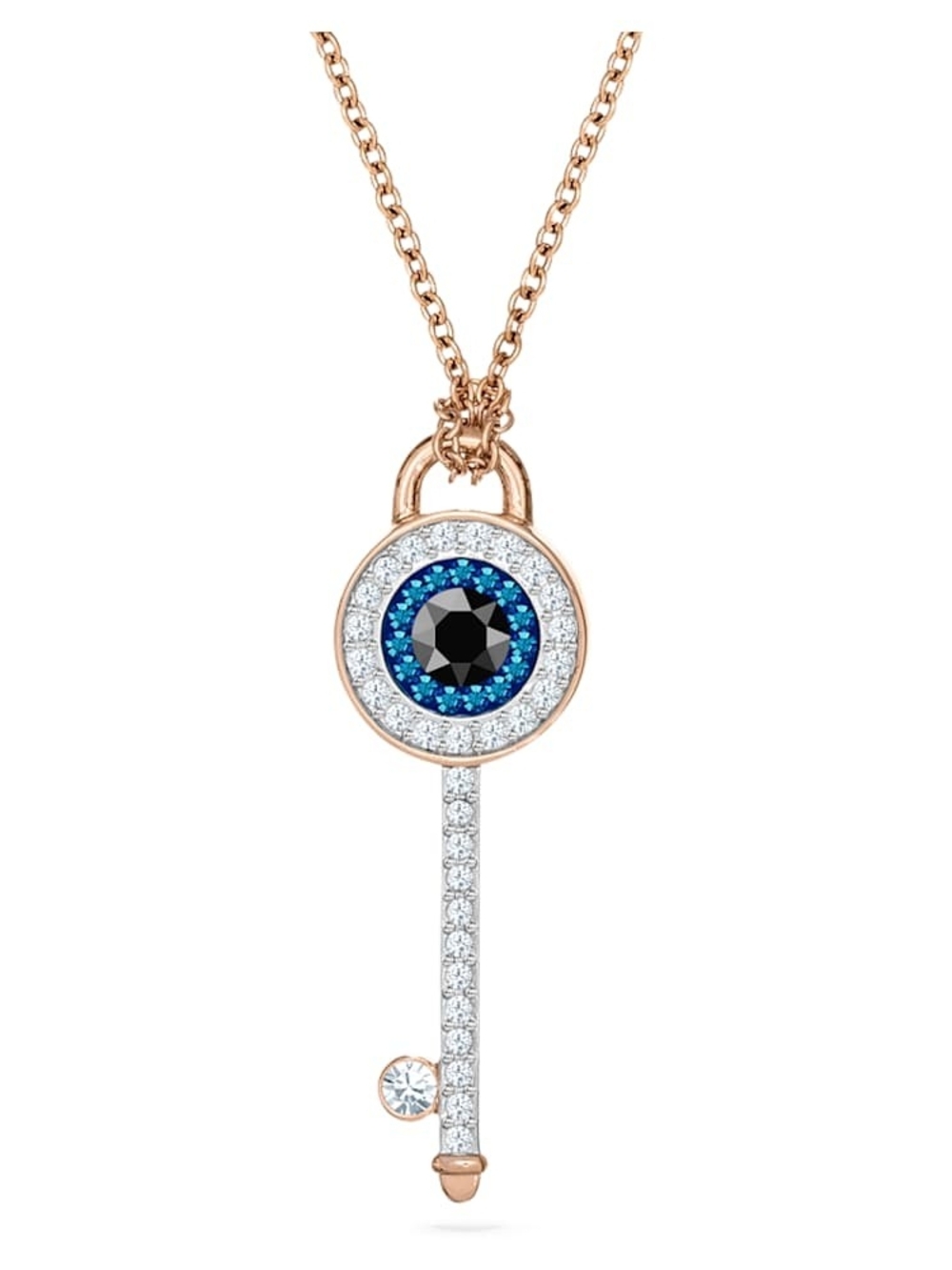 Swarovski Rose Gold Key Necklace Evil Eye